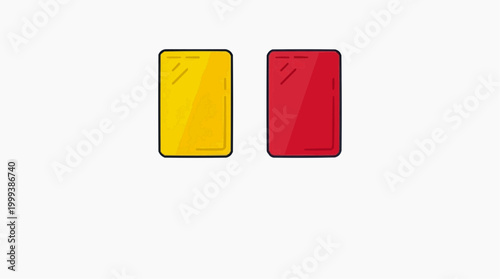 Depicting the intensity of the game, a vibrant depiction of a yellow and red card, symbols of warning and consequences in sports, creating a sense of anticipation and drama.