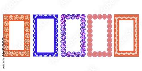 decorative frames collection colorful patterned borders on white background high quality