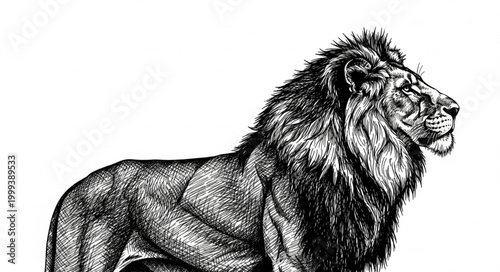 Majestic Lion King of the Jungle Illustration.
