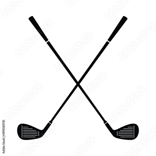 Golf club set featuring traditional crossed clubs design, sports branding symbol for golf courses and tournament identity