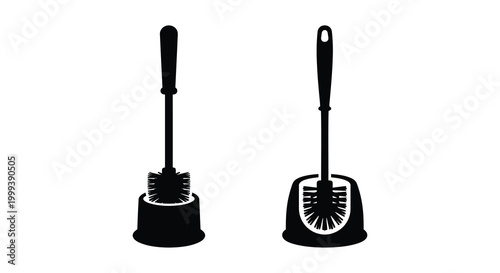 toilet brush silhouette with holder and without holder