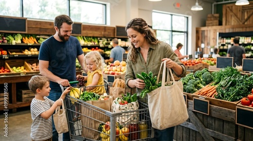 Family shopping for fresh produce together.