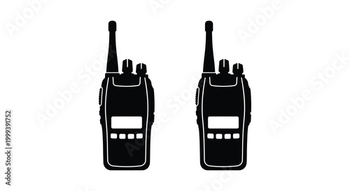 two walkie talkies silhouette high quality professional detailed