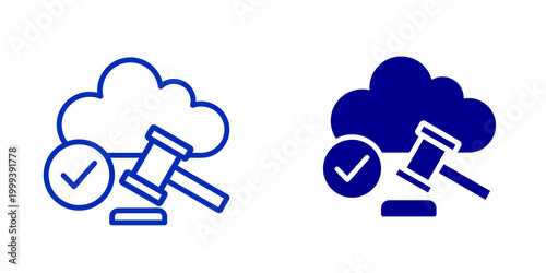 Konstfotografi Cloud justice icon with gavel and checkmark isolated on transparent background