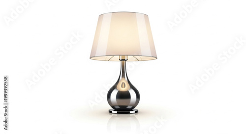 Table lamp with a metallic base provides elegant lighting for contemporary home interiors.