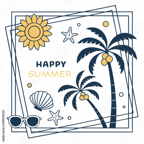 summer holiday background with palms