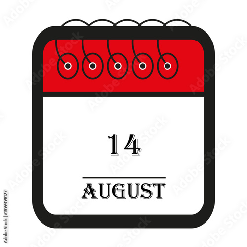 calendar august 14 icon vector reminder for important deadlines and special events this autumn season
