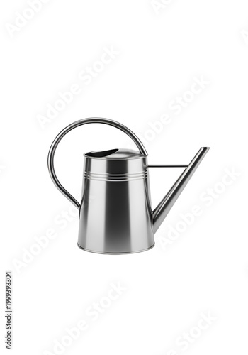 Classic Metal Watering Can Minimal Garden Tool Smooth Surface Product Mockup Transparent Background