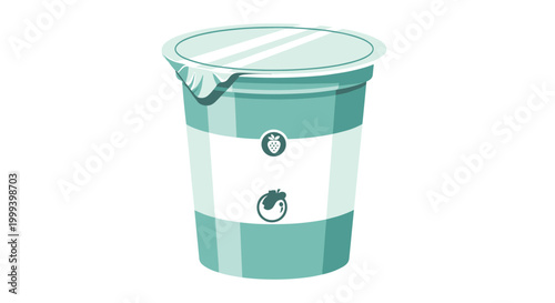 Sealed teal container of strawberry yogurt features a simple fruit icon and suggests a healthy, portable snack for any time of the day.