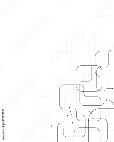 白と黒の回路風テクノロジーフレーム背景 企業プレゼン・IT資料向けデジタルデザイン 4:5 縦長