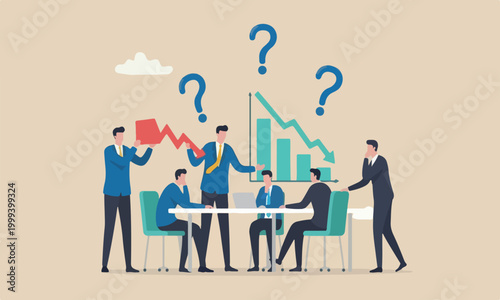 Revenue meeting due to Coronavirus COVID-19 crisis concept, businessman financial advisor or expert cut and hold piece of bar graph