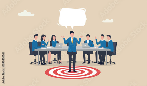 Awkward moment, embarrassment conversation, nervou work, moment concept, awkward confused red big bullseye too target shrug businessman helpless speech bubble