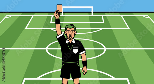 Konstfotografi Football Soccer Referee Showing Red Card on Green Field