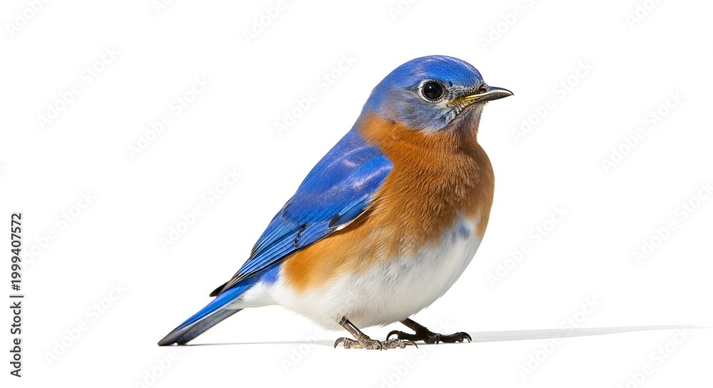 Obraz premium Eastern Bluebird Isolated on White Background - Beautiful Songbird