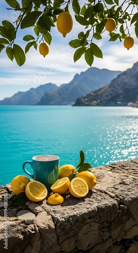 Refreshing Lemon Tea by the Amalfi Coast with Stunning Views.