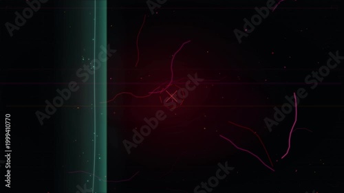 Motion graphic of a high-tech digital screen displaying a red X error with glitches followed by a smooth green checkmark success