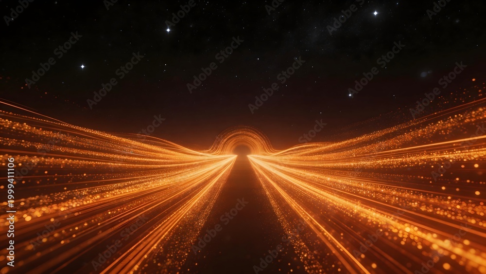 Fototapeta premium Abstract glowing light tunnel in space