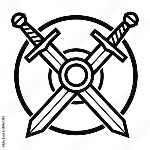 Crossed swords emblem with circle background