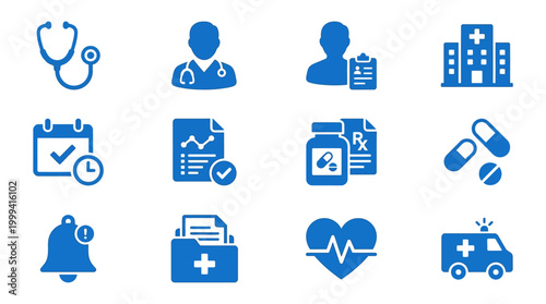 Medical Healthcare Symbols Icons Set.