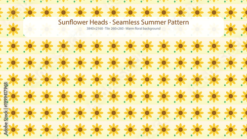 Vibrant sunflower heads in a seamless summer pattern Vector