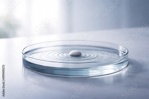 Minimalist glass jar with lid on soft gradient background transparent reflection