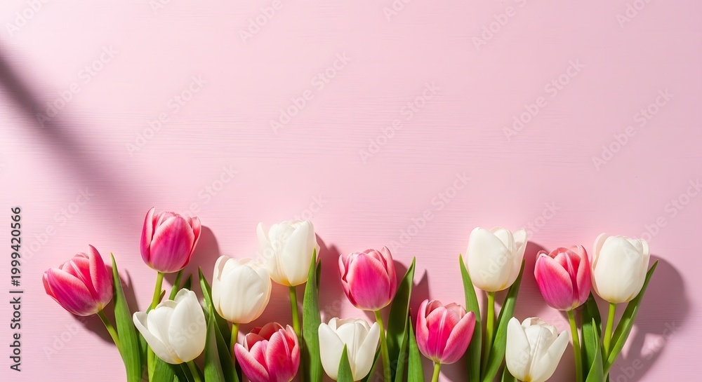 Obraz premium Soft Pink Tulip Elegance Minimal Floral Scene