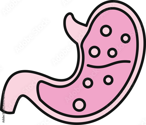 Human stomach organ in a simplified icon style representing medical health and digestion