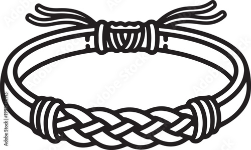 Black and white illustration of a braided cord bracelet