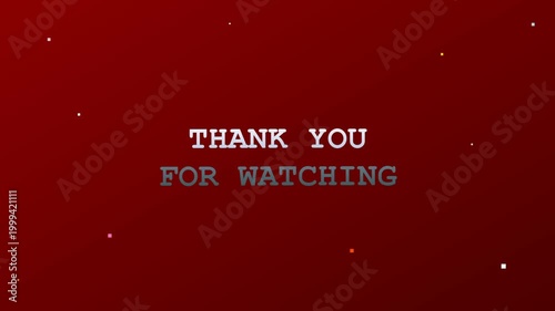 Thank you for watching video outro graphic with red background.