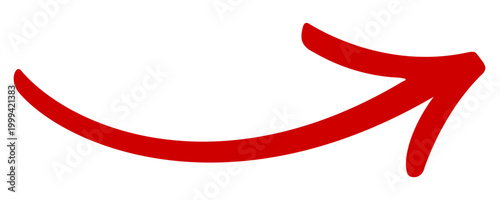Hand drawn red arrow, arrow icon element, scribble curved arrow, next step symbol, pointer sign
