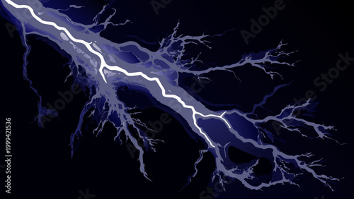 realistic lightning strike illustration with branching bolts against a dark background