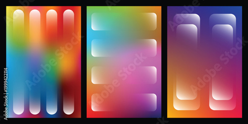 Abstract Gradient Background Set with Translucent Geometric Shapes