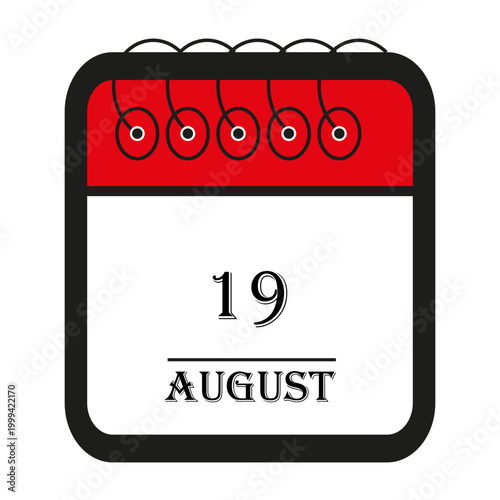 calendar august 19 icon vector reminder for important deadlines and special events this autumn season