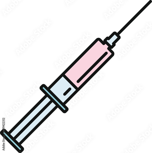 Syringe injecting medication, vaccine, or treatment for healthcare and disease prevention