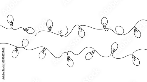 Hand-drawn string of incandescent light bulbs with illustration decoration minimalist incandescent