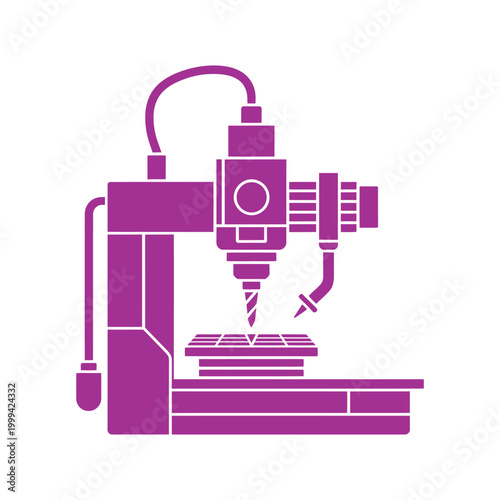 Cnc machine icon purple color isolated on transparent background industrial equipment vector illustration.
