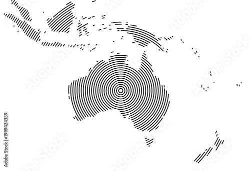 Map of Australia showing the area with concentric circles like a shooting target