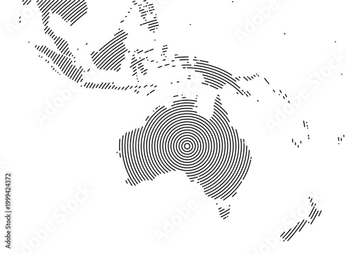 Map of Australia showing the area with concentric circles like a shooting target