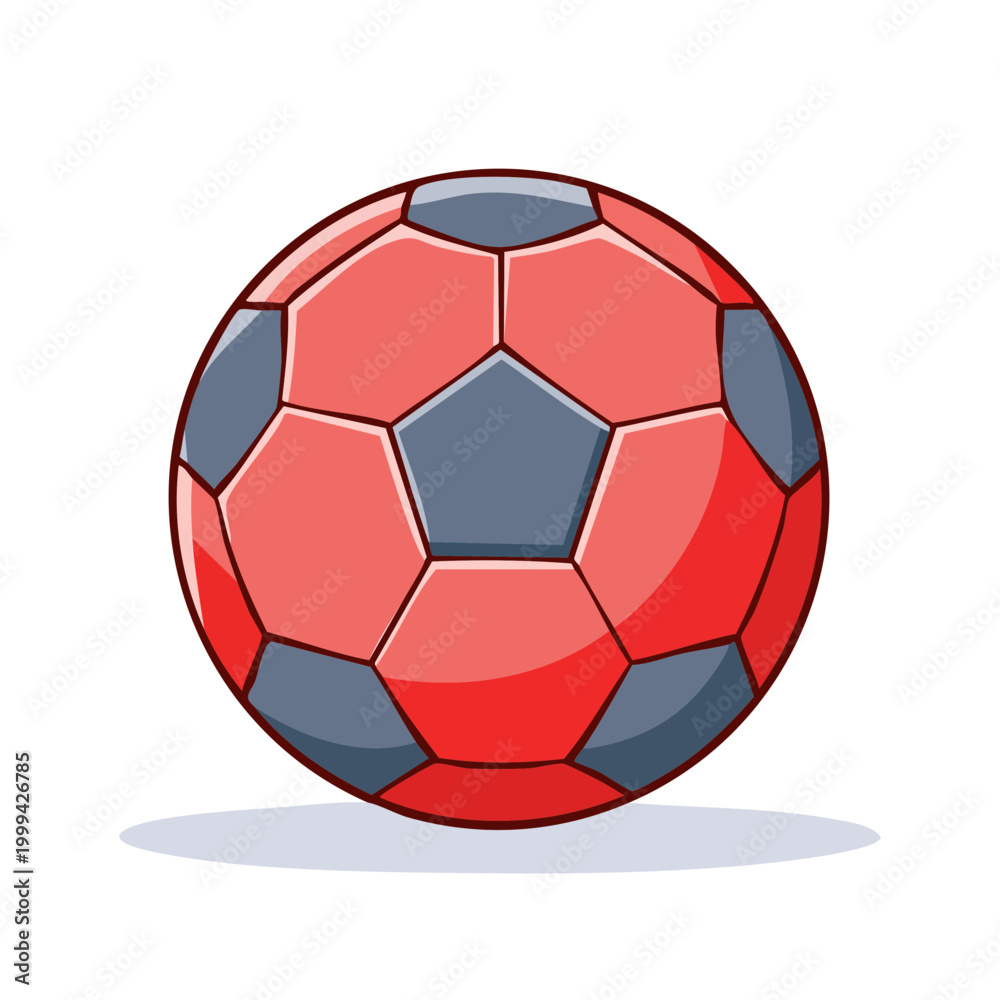 Fototapeta premium Bright Red and Gray Soccer Ball Isolated on White Background Illustration