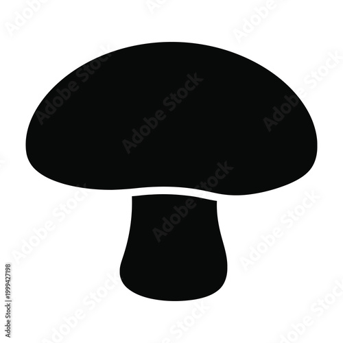 Black Mushroom Icon Isolated on White Background