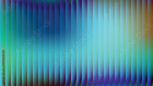 Abstract blue glass ripple background with vertical stripe blur, glowing cyan light transitions, dark gradient depth, futuristic distortion, smooth luminous flow, modern vector illustration