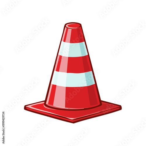 Red and white striped traffic cone warning symbol construction zone safety object