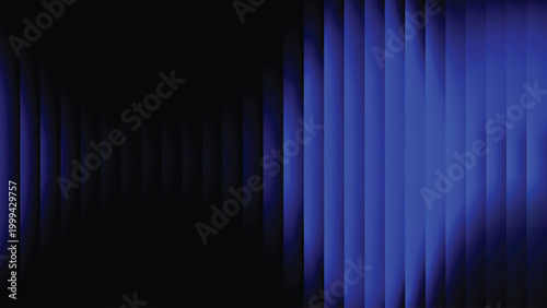 Abstract blue glass ripple background with vertical stripe blur, glowing cyan light transitions, dark gradient depth, futuristic distortion, smooth luminous flow, modern vector illustration