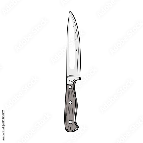 Sharp stainless steel chef's knife with wooden handle culinary tool