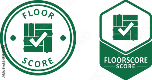 FloorScore certification badge icons for eco-friendly flooring and indoor air quality standards