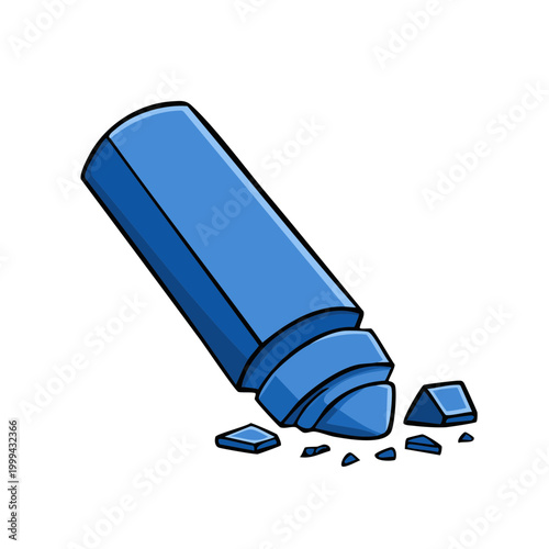 Broken Blue Marker Scattered Pieces Isolated Graphic Design Element Art Supply
