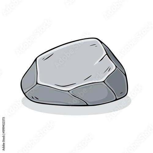 Gray Cartoon Rock Isolated on White Background Simple Stone Illustration