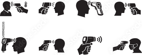 Body temperature check icon set vector, thermometer symbols for medical web, app, UI design