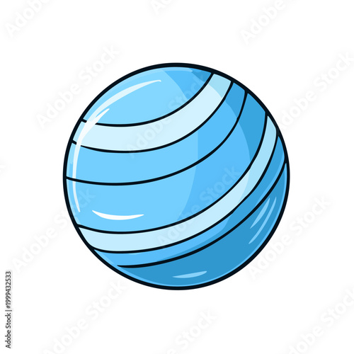 Blue striped exercise ball for fitness and sports activities