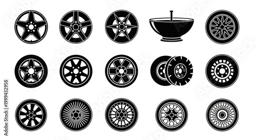 Collection of various gear icons.